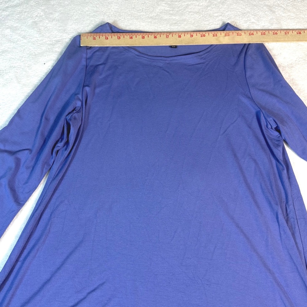 Eileen Fisher Tunic Top Women Medium Blue Long Sleeve Viscose Stretch Flowy - Picture 5 of 8